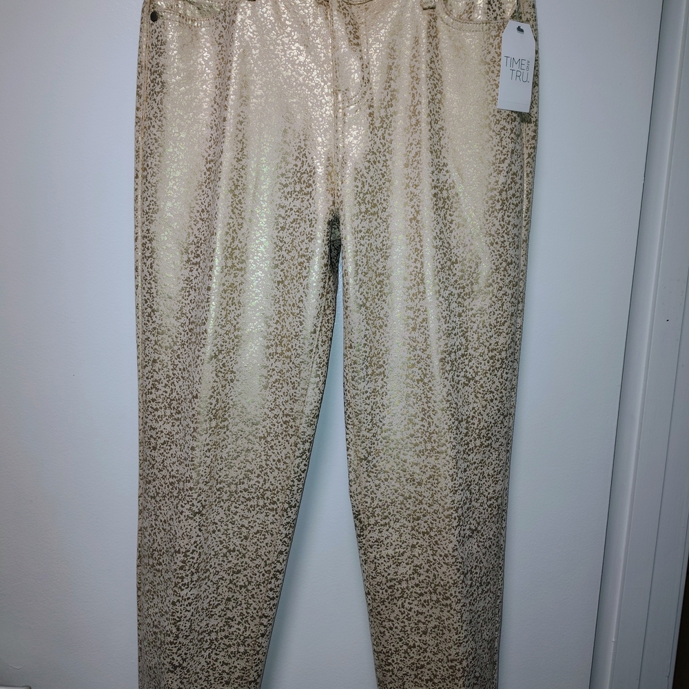 Time and Tru Women's Shimmering Gold Straight Leg Jeans